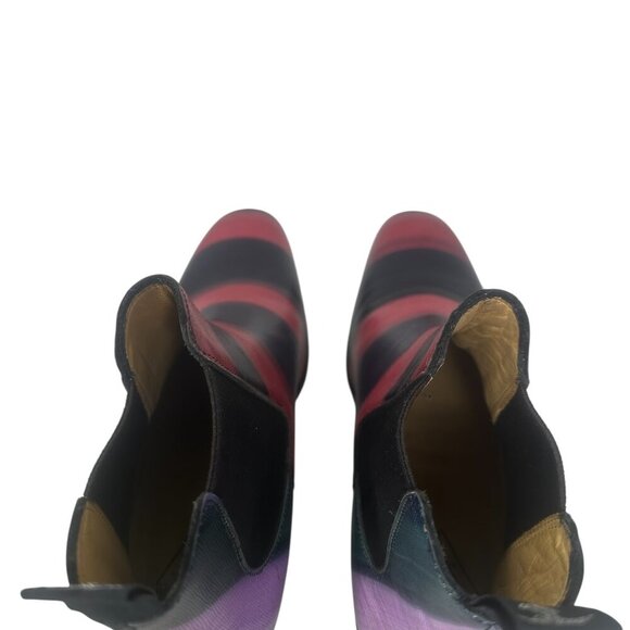 Rare John Fluevog Cairo 2.0 Striped Chelsea Ankle Boots Size 8 Boho Art to Wear - Picture 9 of 12